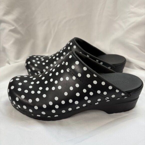 Sanita Black and White Polka Dot Clogs - Picture 4 of 6